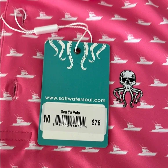 Salt Water Soul Pink Sea Ya Polo Shirt for Men - Picture 4 of 4